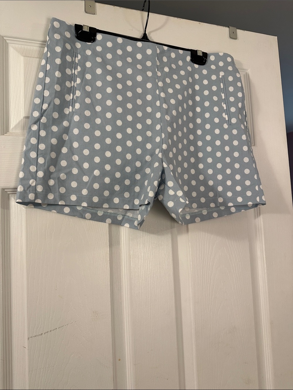Polka Dot High-Waist Women's Shorts in Light Blue